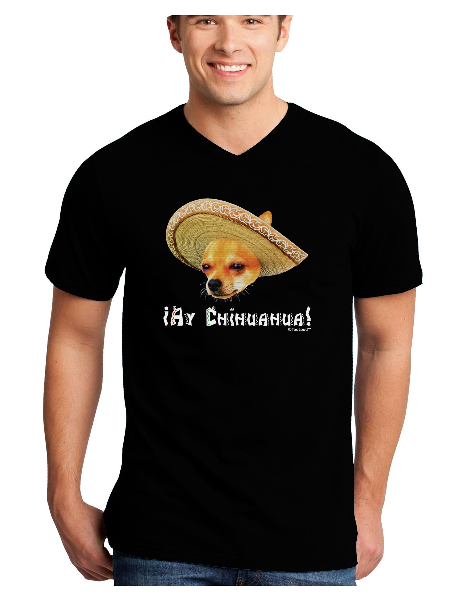 Chihuahua Dog with Sombrero - Ay Chihuahua Adult Dark V-Neck T-Shirt by TooLoud-Mens V-Neck T-Shirt-TooLoud-Black-Small-Davson Sales