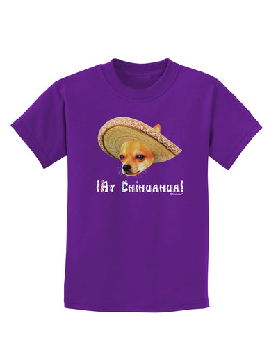 Chihuahua Dog with Sombrero - Ay Chihuahua Childrens Dark T-Shirt by TooLoud-Childrens T-Shirt-TooLoud-Purple-X-Small-Davson Sales