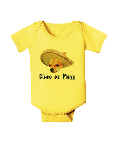 Chihuahua Dog with Sombrero - Cinco de Mayo Baby Romper Bodysuit by TooLoud-Baby Romper-TooLoud-Yellow-06-Months-Davson Sales