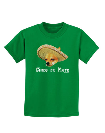 Chihuahua Dog with Sombrero - Cinco de Mayo Childrens Dark T-Shirt by TooLoud-Childrens T-Shirt-TooLoud-Kelly-Green-X-Small-Davson Sales