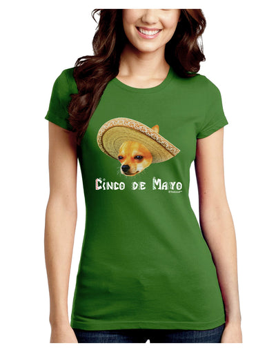 Chihuahua Dog with Sombrero - Cinco de Mayo Juniors Crew Dark T-Shirt by TooLoud-T-Shirts Juniors Tops-TooLoud-Kiwi-Green-Juniors Fitted X-Small-Davson Sales