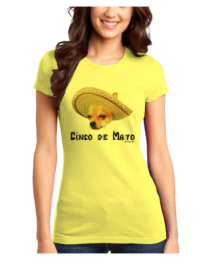 Chihuahua Dog with Sombrero - Cinco de Mayo Juniors T-Shirt by TooLoud-Womens Juniors T-Shirt-TooLoud-Yellow-Juniors Fitted X-Small-Davson Sales