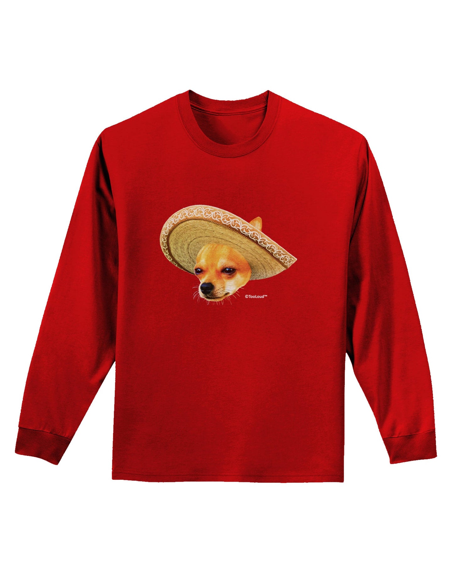 Chihuahua Dog with Sombrero - Patchwork Design Adult Long Sleeve Dark T-Shirt by TooLoud-TooLoud-Red-Small-Davson Sales
