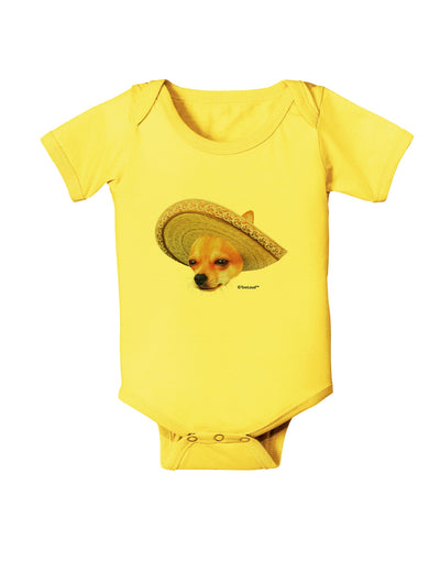 Chihuahua Dog with Sombrero - Patchwork Design Baby Romper Bodysuit by TooLoud-Baby Romper-TooLoud-Yellow-06-Months-Davson Sales