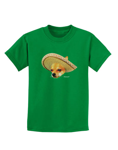 Chihuahua Dog with Sombrero - Patchwork Design Childrens Dark T-Shirt by TooLoud-Childrens T-Shirt-TooLoud-Kelly-Green-X-Small-Davson Sales