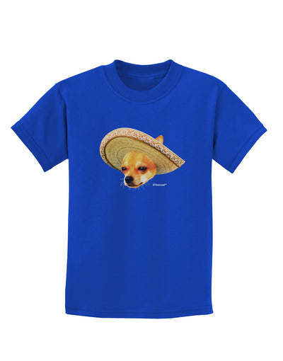 Chihuahua Dog with Sombrero - Patchwork Design Childrens Dark T-Shirt by TooLoud-Childrens T-Shirt-TooLoud-Royal-Blue-X-Small-Davson Sales