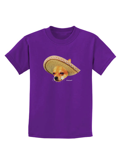 Chihuahua Dog with Sombrero - Patchwork Design Childrens Dark T-Shirt by TooLoud-Childrens T-Shirt-TooLoud-Purple-X-Small-Davson Sales