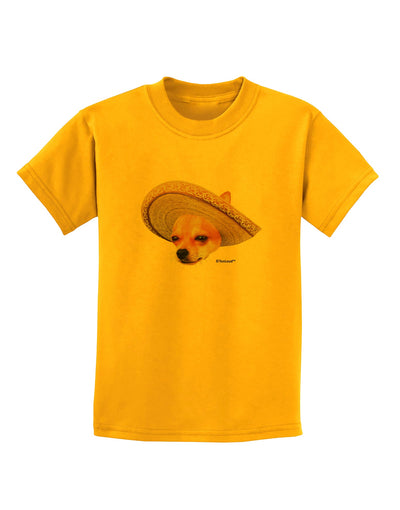 Chihuahua Dog with Sombrero - Patchwork Design Childrens T-Shirt by TooLoud-Childrens T-Shirt-TooLoud-Gold-X-Small-Davson Sales