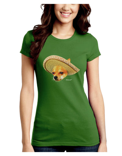 Chihuahua Dog with Sombrero - Patchwork Design Juniors Crew Dark T-Shirt by TooLoud-T-Shirts Juniors Tops-TooLoud-Kiwi-Green-Juniors Fitted X-Small-Davson Sales