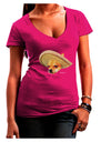 Chihuahua Dog with Sombrero - Patchwork Design Juniors V-Neck Dark T-Shirt by TooLoud-Womens V-Neck T-Shirts-TooLoud-Hot-Pink-Juniors Fitted Small-Davson Sales