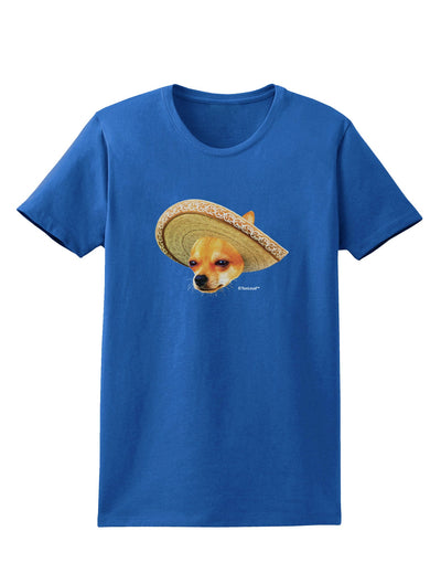 Chihuahua Dog with Sombrero - Patchwork Design Womens Dark T-Shirt by TooLoud-Womens T-Shirt-TooLoud-Royal-Blue-X-Small-Davson Sales