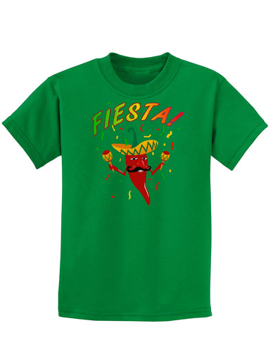 Chile Pepper de Fiesta Childrens Dark T-Shirt-Childrens T-Shirt-TooLoud-Kelly-Green-X-Small-Davson Sales