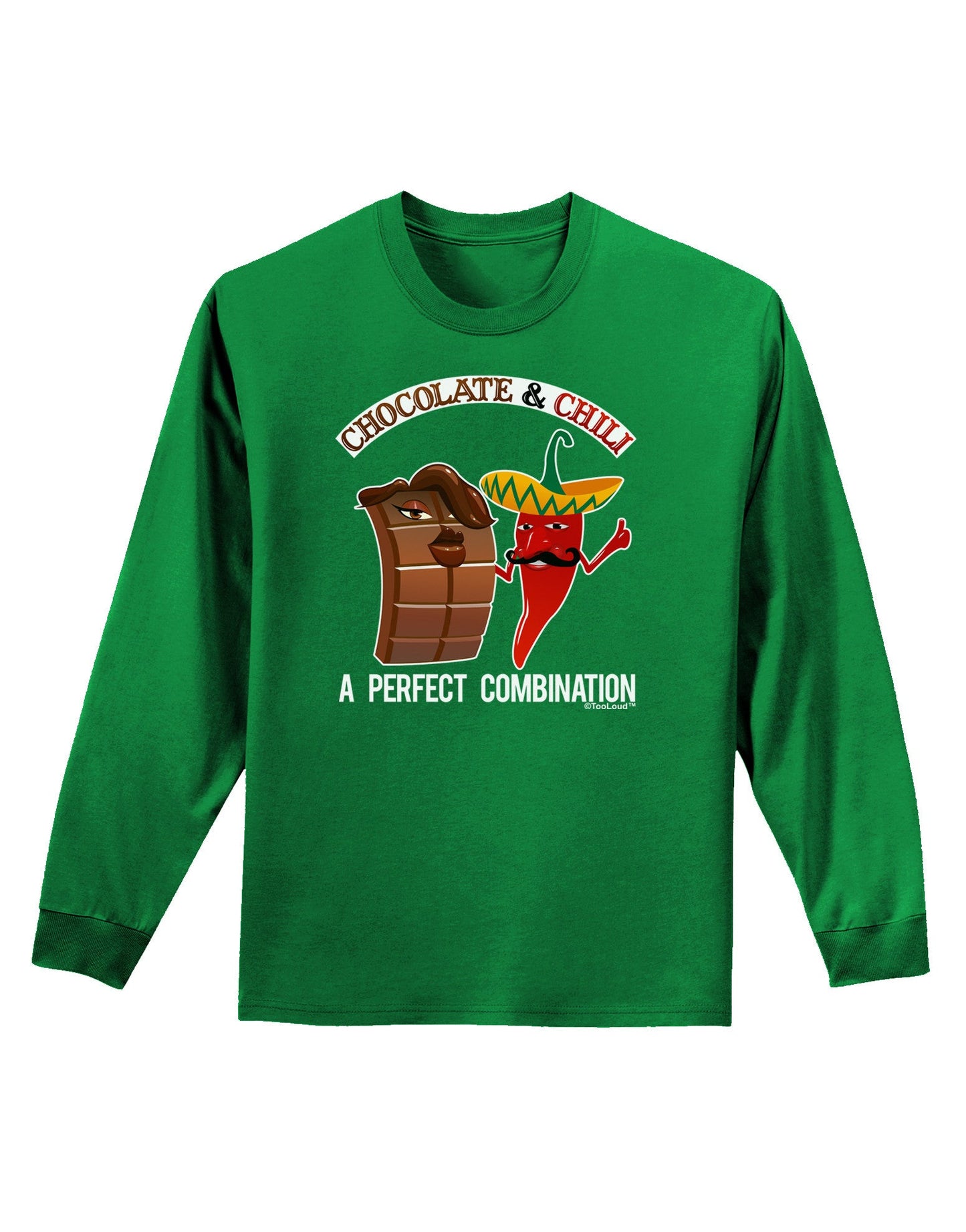 Chiles and Chocolate Adult Long Sleeve Dark T-Shirt-TooLoud-Kelly-Green-Small-Davson Sales