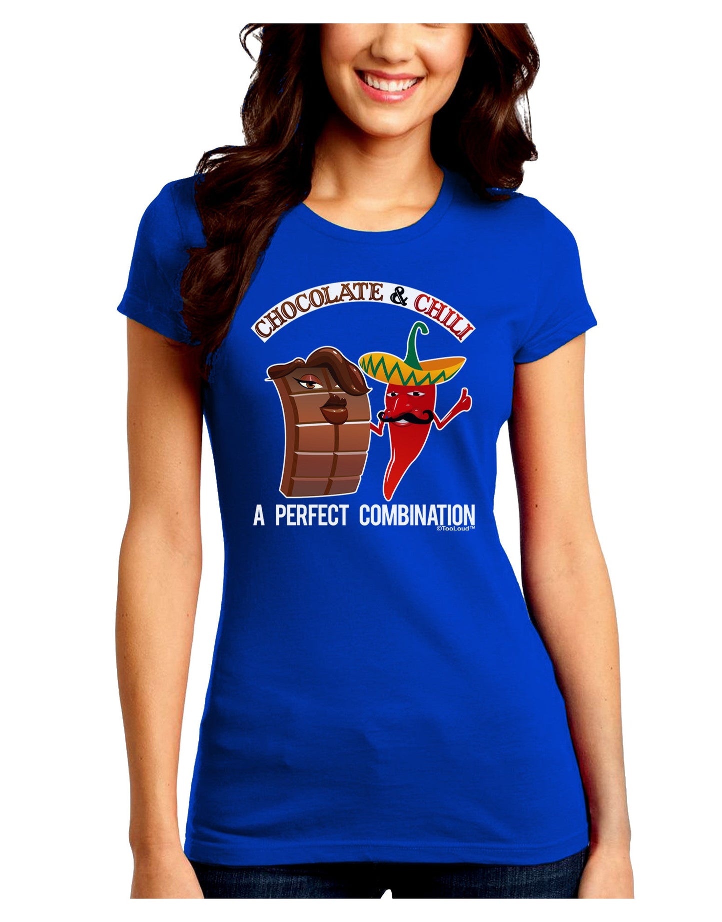 Chiles and Chocolate Juniors Petite Crew Dark T-Shirt-T-Shirts Juniors Tops-TooLoud-Royal-Blue-Juniors Fitted Small-Davson Sales
