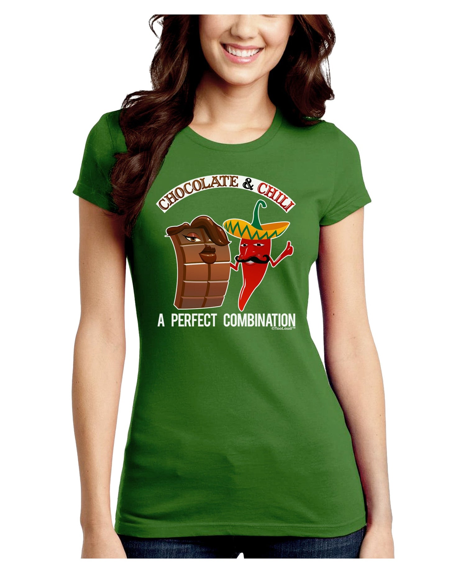 Chiles and Chocolate Juniors Petite Crew Dark T-Shirt-T-Shirts Juniors Tops-TooLoud-Kiwi-Green-Juniors Fitted Small-Davson Sales