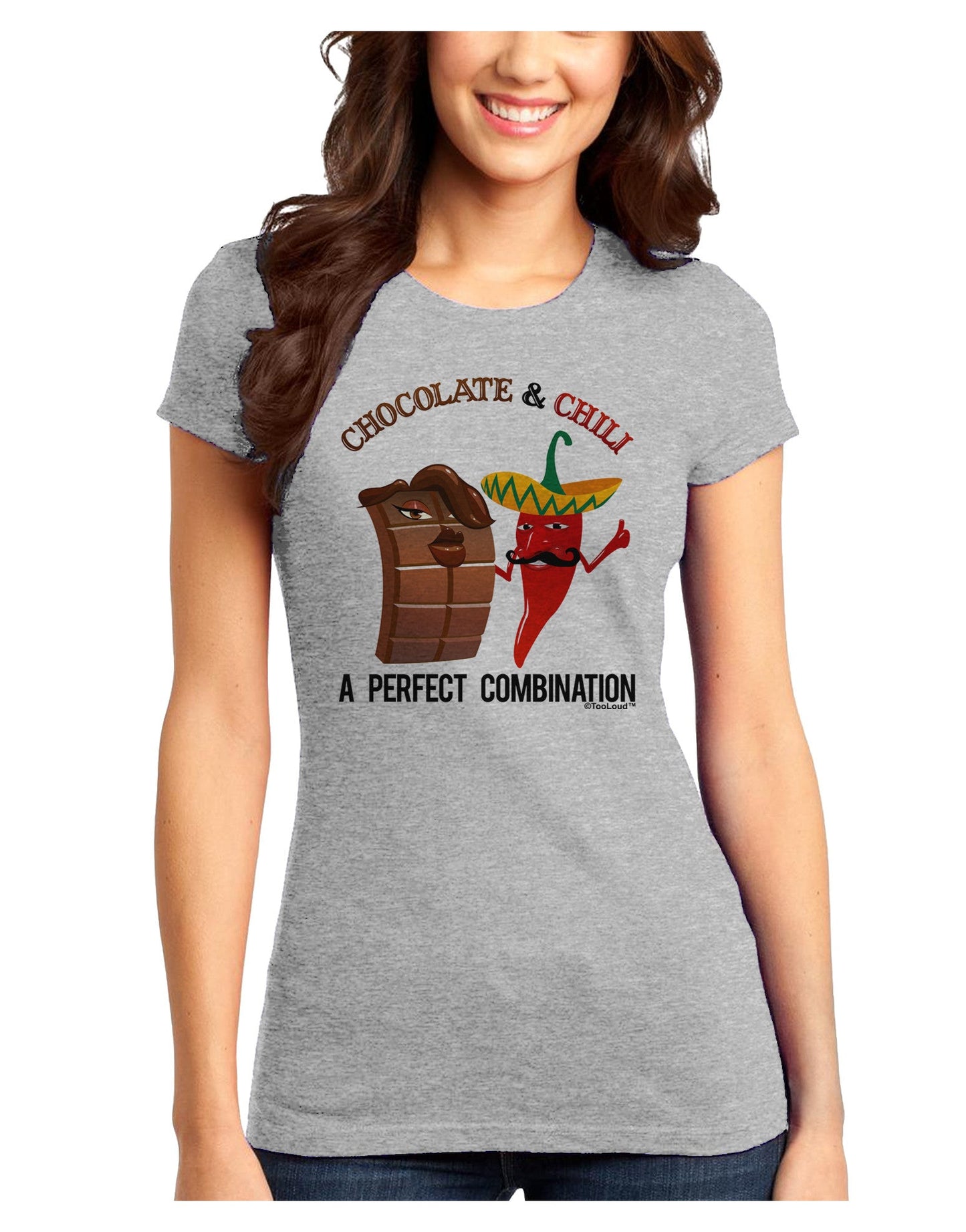Chiles and Chocolate Juniors Petite T-Shirt-T-Shirts Juniors Tops-TooLoud-Ash-Gray-Juniors Fitted X-Small-Davson Sales