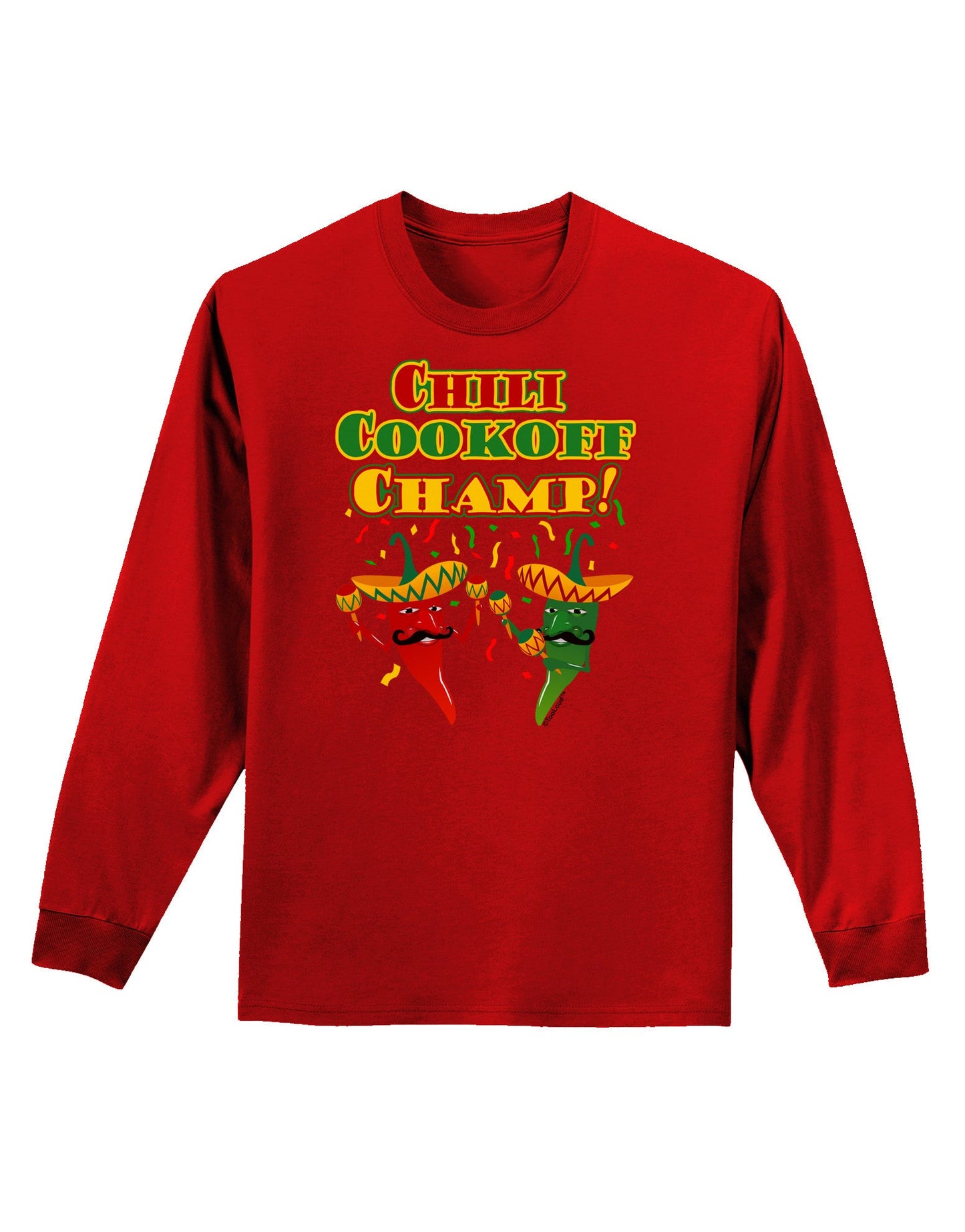 Chili Cookoff Champ! Chile Peppers Adult Long Sleeve Dark T-Shirt-TooLoud-Red-Small-Davson Sales