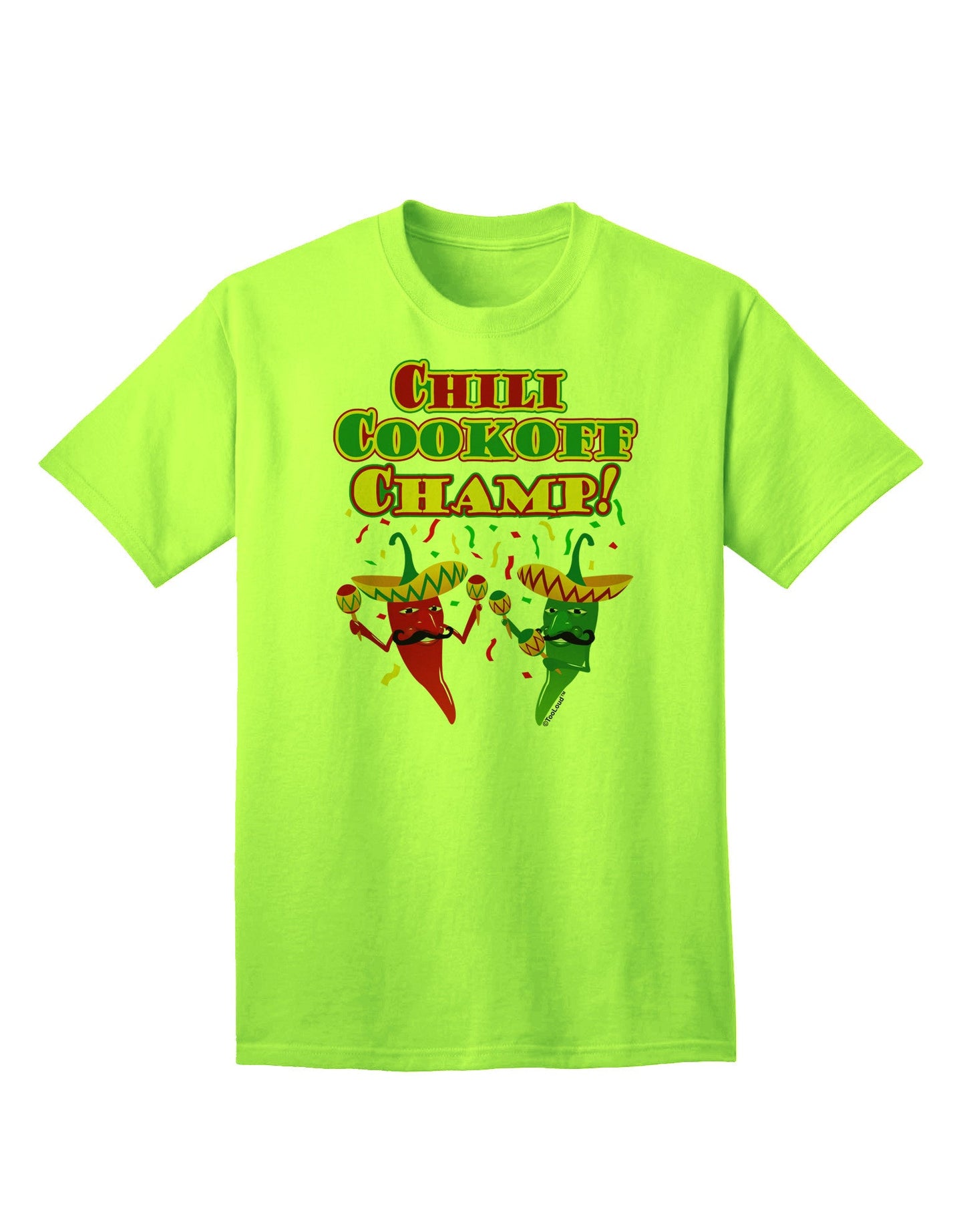 Chili Cookoff Champ! Chile Peppers Adult T-Shirt-Mens T-Shirt-TooLoud-Neon-Green-Small-Davson Sales