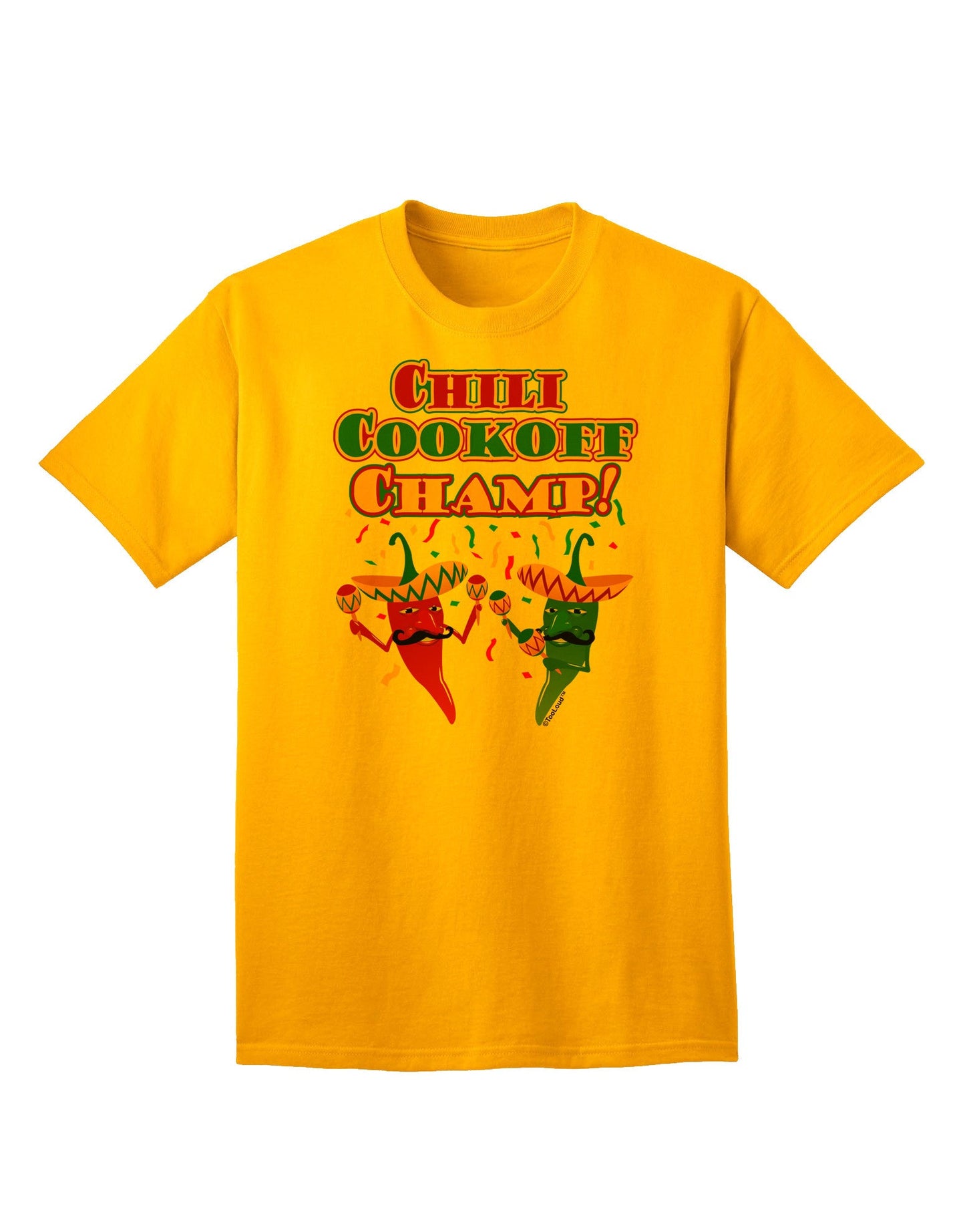 Chili Cookoff Champ! Chile Peppers Adult T-Shirt-Mens T-Shirt-TooLoud-Gold-Small-Davson Sales