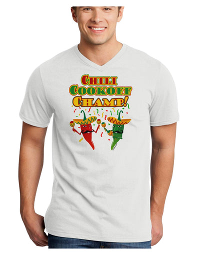 Chili Cookoff Champ! Chile Peppers Adult V-Neck T-shirt-Mens V-Neck T-Shirt-TooLoud-White-Small-Davson Sales