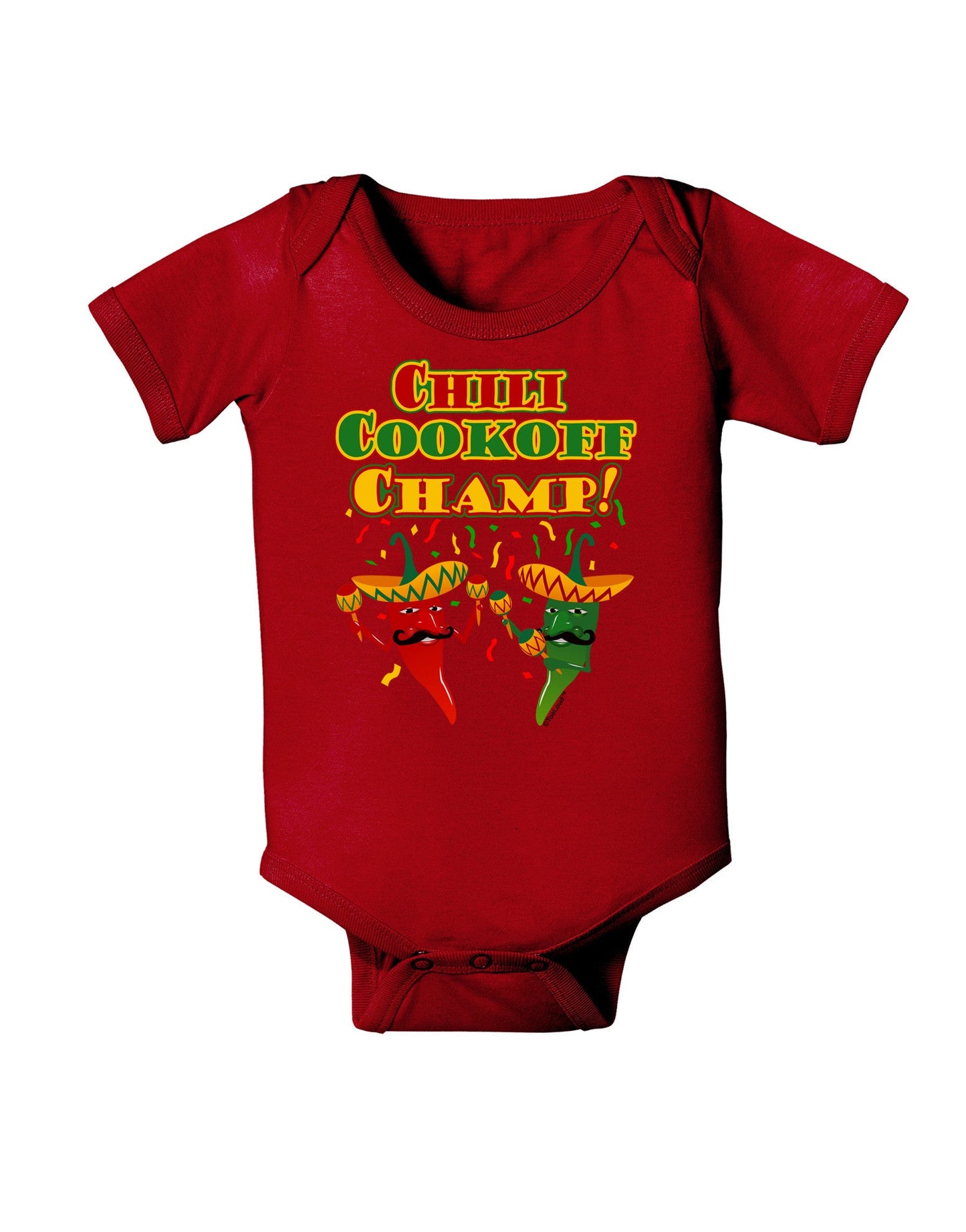 Chili Cookoff Champ! Chile Peppers Baby Romper Bodysuit Dark-Baby Romper-TooLoud-Red-06-Months-Davson Sales