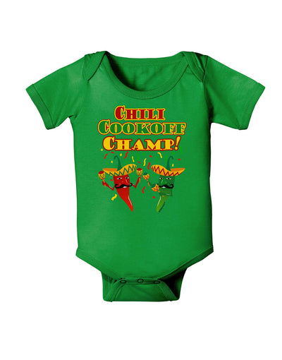 Chili Cookoff Champ! Chile Peppers Baby Romper Bodysuit Dark-Baby Romper-TooLoud-Clover-Green-06-Months-Davson Sales