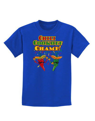 Chili Cookoff Champ! Chile Peppers Childrens Dark T-Shirt-Childrens T-Shirt-TooLoud-Royal-Blue-X-Small-Davson Sales