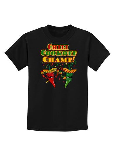 Chili Cookoff Champ! Chile Peppers Childrens Dark T-Shirt-Childrens T-Shirt-TooLoud-Black-X-Small-Davson Sales