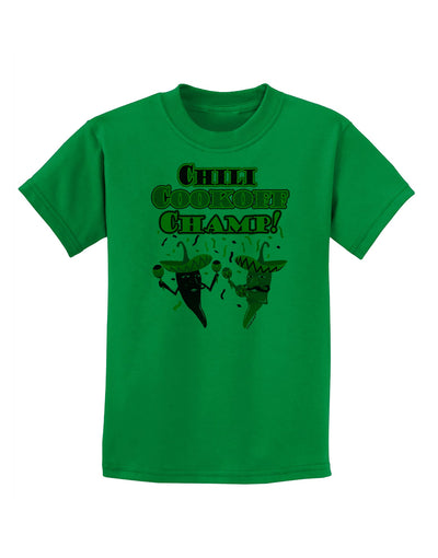 Chili Cookoff Champ! Chile Peppers Childrens T-Shirt-Childrens T-Shirt-TooLoud-Kelly-Green-X-Small-Davson Sales