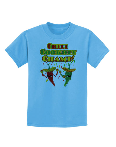 Chili Cookoff Champ! Chile Peppers Childrens T-Shirt-Childrens T-Shirt-TooLoud-Aquatic-Blue-X-Small-Davson Sales