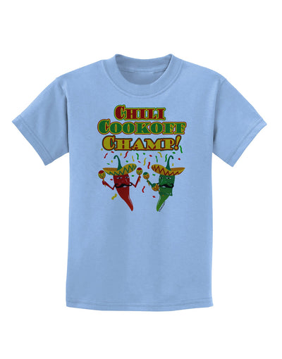 Chili Cookoff Champ! Chile Peppers Childrens T-Shirt-Childrens T-Shirt-TooLoud-Light-Blue-X-Small-Davson Sales