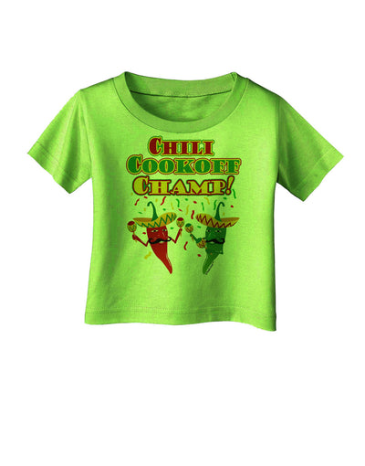 Chili Cookoff Champ! Chile Peppers Infant T-Shirt-Infant T-Shirt-TooLoud-Lime-Green-06-Months-Davson Sales