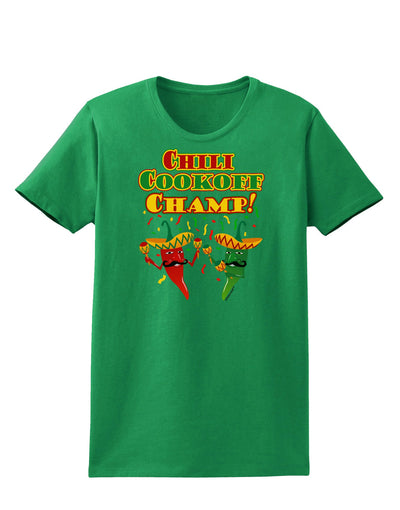 Chili Cookoff Champ! Chile Peppers Womens Dark T-Shirt-TooLoud-Kelly-Green-X-Small-Davson Sales