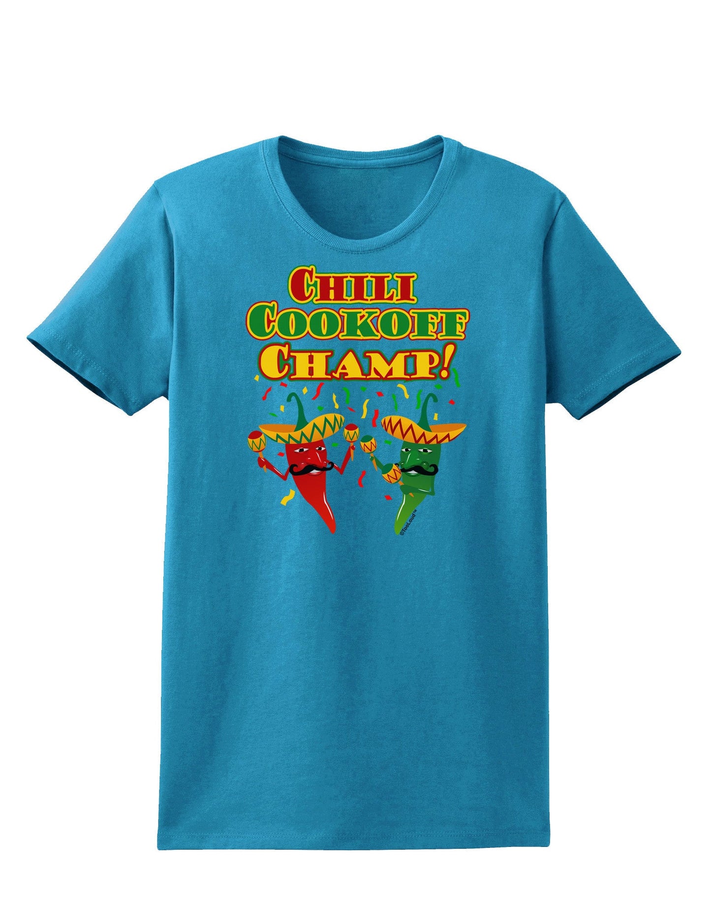Chili Cookoff Champ! Chile Peppers Womens Dark T-Shirt-TooLoud-Turquoise-X-Small-Davson Sales