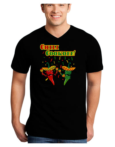 Chili Cookoff! Chile Peppers Adult Dark V-Neck T-Shirt-TooLoud-Black-Small-Davson Sales