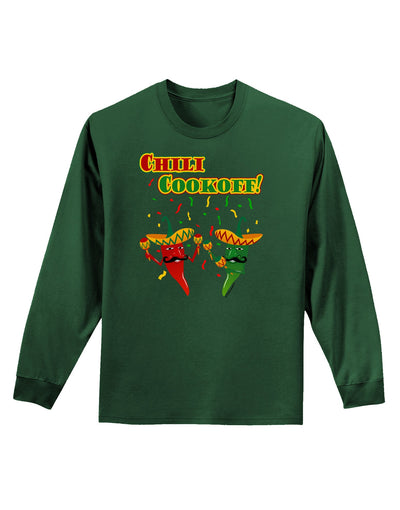 Chili Cookoff! Chile Peppers Adult Long Sleeve Dark T-Shirt-TooLoud-Dark-Green-Small-Davson Sales