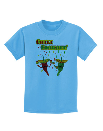Chili Cookoff! Chile Peppers Childrens T-Shirt-Childrens T-Shirt-TooLoud-Aquatic-Blue-X-Small-Davson Sales