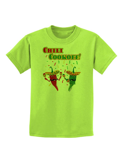 Chili Cookoff! Chile Peppers Childrens T-Shirt-Childrens T-Shirt-TooLoud-Lime-Green-X-Small-Davson Sales