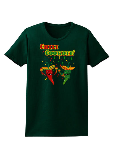 Chili Cookoff! Chile Peppers Womens Dark T-Shirt-TooLoud-Forest-Green-Small-Davson Sales