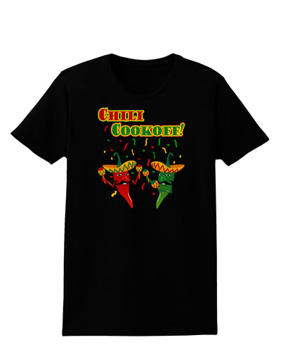 Chili Cookoff! Chile Peppers Womens Dark T-Shirt-TooLoud-Black-X-Small-Davson Sales