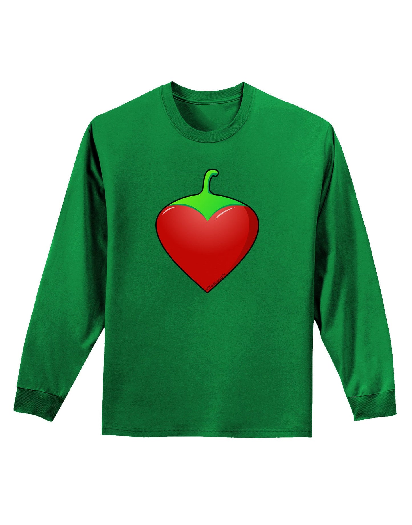 Chili Pepper Heart Adult Long Sleeve Dark T-Shirt-TooLoud-Kelly-Green-Small-Davson Sales