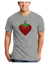 Chili Pepper Heart Adult V-Neck T-shirt