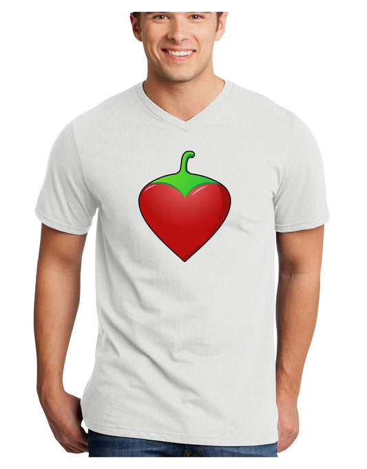 Chili Pepper Heart Adult V-Neck T-shirt-Mens V-Neck T-Shirt-TooLoud-White-Small-Davson Sales
