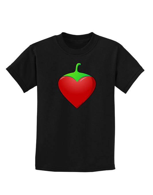 Chili Pepper Heart Childrens Dark T-Shirt-Childrens T-Shirt-TooLoud-Black-X-Small-Davson Sales