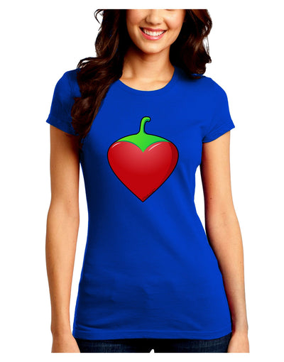 Chili Pepper Heart Juniors Petite Crew Dark T-Shirt-T-Shirts Juniors Tops-TooLoud-Royal-Blue-Juniors Fitted Small-Davson Sales