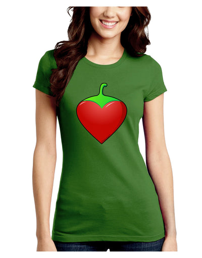 Chili Pepper Heart Juniors Petite Crew Dark T-Shirt