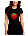 Chili Pepper Heart Juniors Petite Crew Dark T-Shirt-T-Shirts Juniors Tops-TooLoud-Black-Juniors Fitted Small-Davson Sales