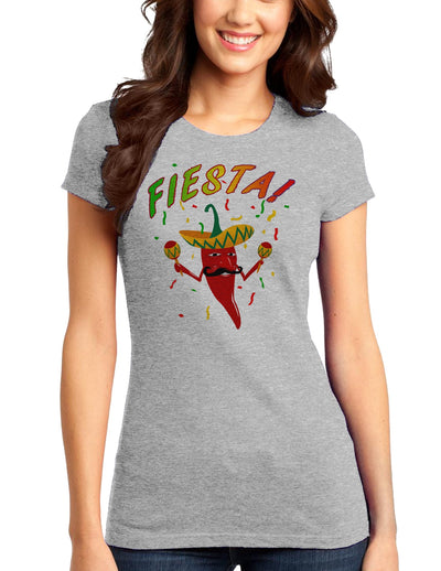 Chili Pepper de Fiesta Juniors T-Shirt-Womens Juniors T-Shirt-TooLoud-Heather-Gray-Small-Davson Sales