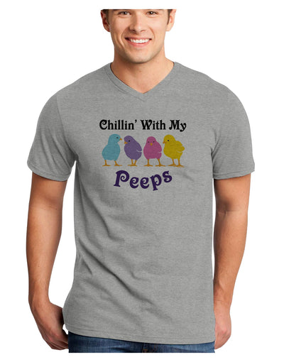 Chillin With My Peeps Adult V-Neck T-shirt-Mens V-Neck T-Shirt-TooLoud-HeatherGray-Small-Davson Sales