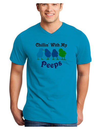 Chillin With My Peeps Adult V-Neck T-shirt-Mens V-Neck T-Shirt-TooLoud-Turquoise-Small-Davson Sales